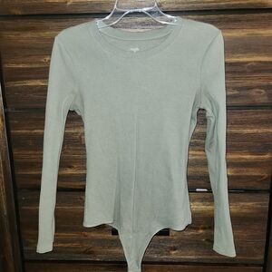 Nuuds Olive Green Long Sleeve Bodysuit